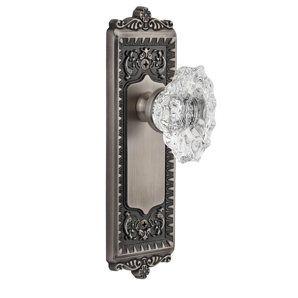 Grandeur by Nostalgic Warehouse WINBIA Complete Passage Set Without Keyhole - Windsor Plate with Biarritz Knob in Antique Pewter